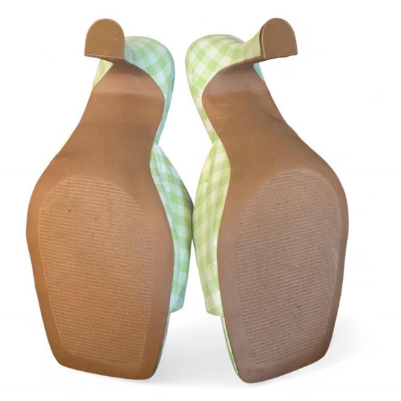NWT Torrid Light Green Gingham Square Toe Mules | 8.5 WW - Picture 2 of 5
